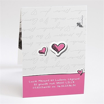 Faire-part mariage amoureux illustrés - Dos du faire-part
