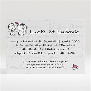 Carton d'invitation mariage amoureux illustrés