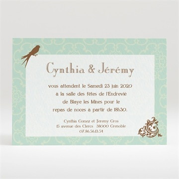 Carton d'invitation mariage mariage baroque et fantaisie