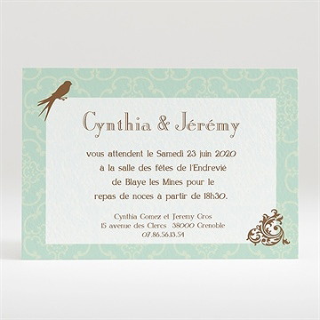 Carton d'invitation mariage mariage baroque et fantaisie