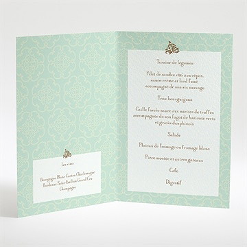 Menu mariage mariage baroque et fantaisie - Intérieur du menu