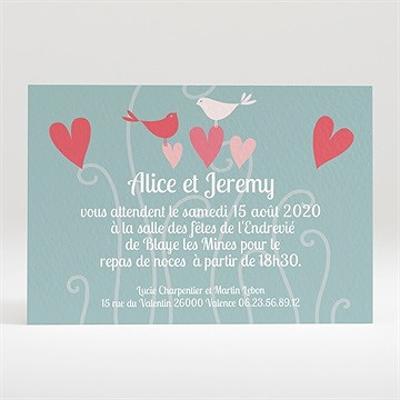 Carton d'invitation mariage des oiseaux rose et orange