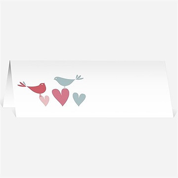 Marque-place mariage des oiseaux rose et orange