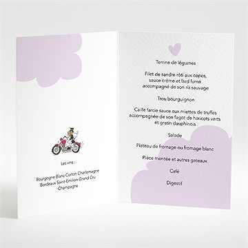 Menu mariage sur la route du bonheur - Intérieur du menu