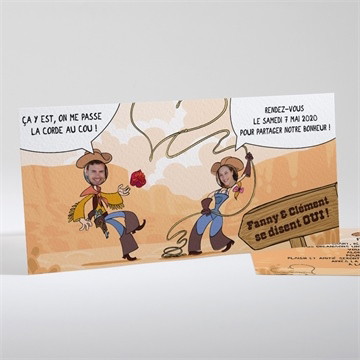 Faire-part mariage far west humour