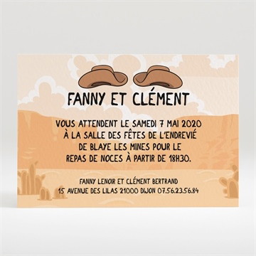 Carton d'invitation mariage far west humour