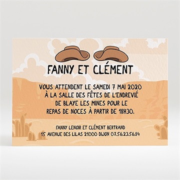 Carton d'invitation mariage far west humour