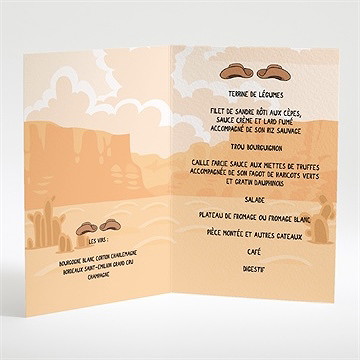 Menu mariage far west humour - Intérieur du menu