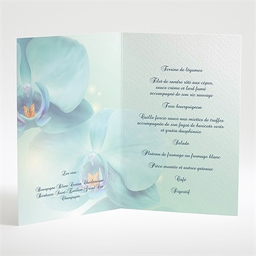 Menu mariage orchidées bleues - Intérieur du menu