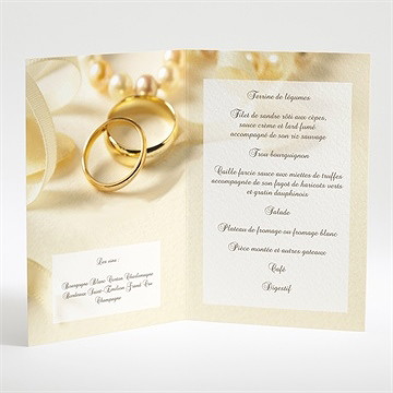 Menu mariage alliances fond crème - Intérieur du menu