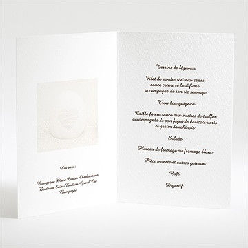 Menu mariage zen - Intérieur du menu