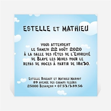 Carton d'invitation mariage en parachute montage photo