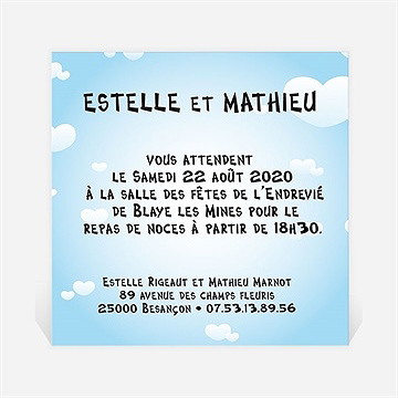 Carton d'invitation mariage en parachute montage photo