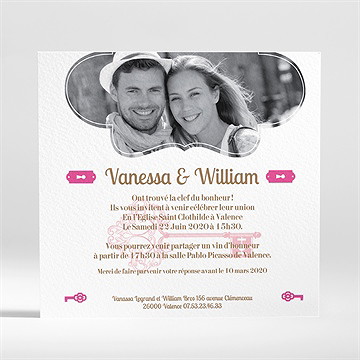 Faire-part mariage la clé du bonheur - Verso du faire-part