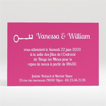 Carton d'invitation mariage la clé du bonheur
