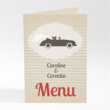 Menu mariage voiture vintage