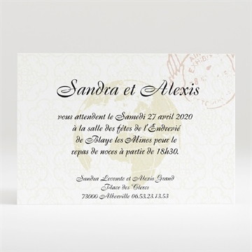 Carton d'invitation mariage passeport de l'amour