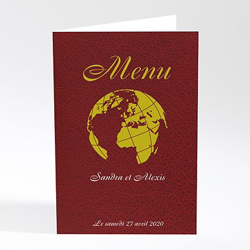 Menu mariage passeport de l'amour