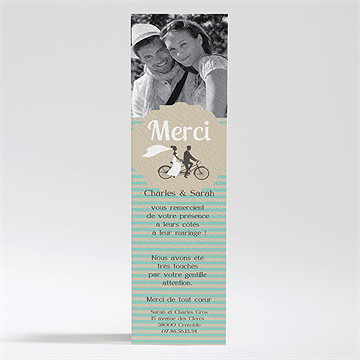 Remerciement mariage deux mariés à vélo