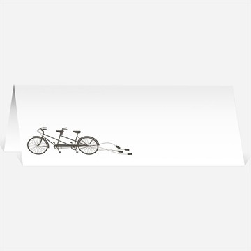 Marque-place mariage deux mariés à vélo