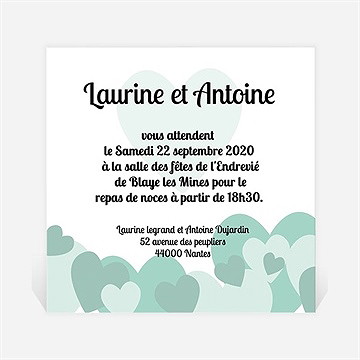 Carton d'invitation mariage sous les coeurs de l'amour