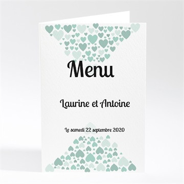 Menu mariage sous les coeurs de l'amour
