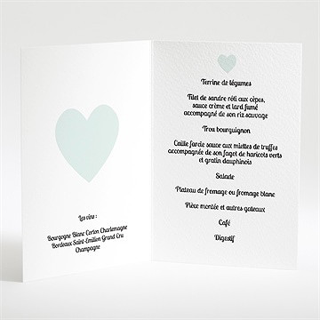 Menu mariage sous les coeurs de l'amour - Intérieur du menu