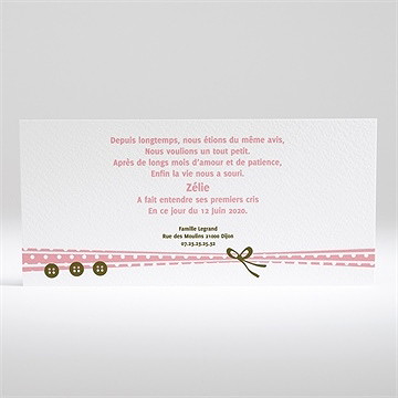 Faire-part naissance faire-part naissance - Dos du faire-part