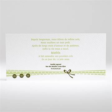 Faire-part naissance faire-part naissance - Dos du faire-part