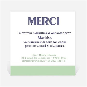 Remerciement naissance horizontal et photo