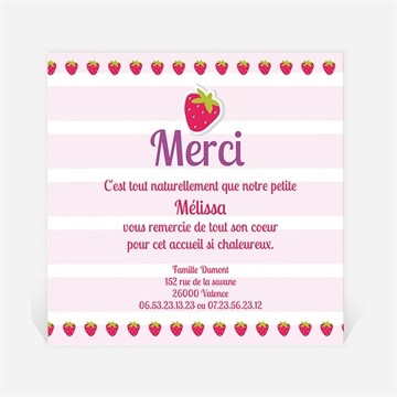 Remerciement naissance jolie petite fraise