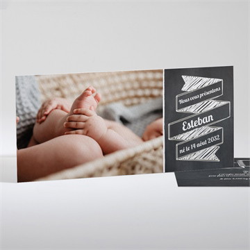 Faire-part naissance ardoise et photo