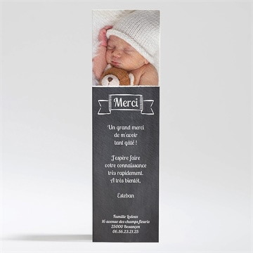 Remerciement naissance ardoise et photo