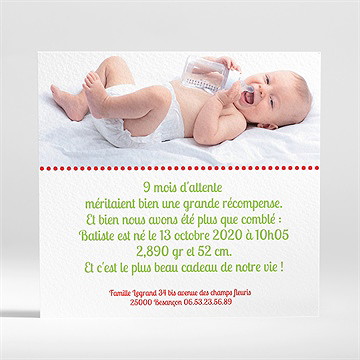 Faire-part naissance faire-part naissance - Dos du faire-part