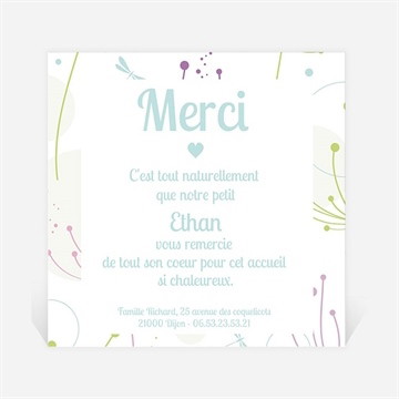 Remerciement naissance carte mignonne