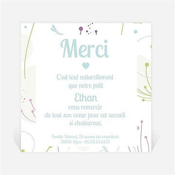 Remerciement naissance carte mignonne