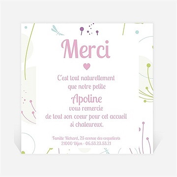 Remerciement naissance faire part photo buccolique