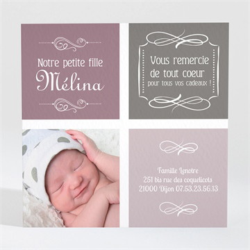 Remerciement naissance photo et typo retro vintage