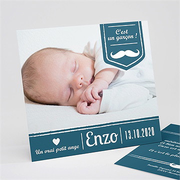 Faire-part naissance petite moustache