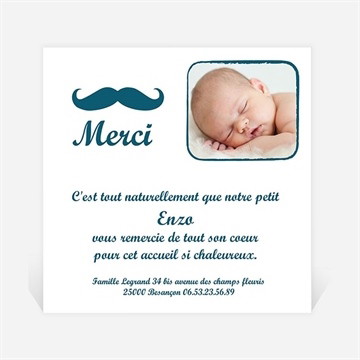 Remerciement naissance petite moustache