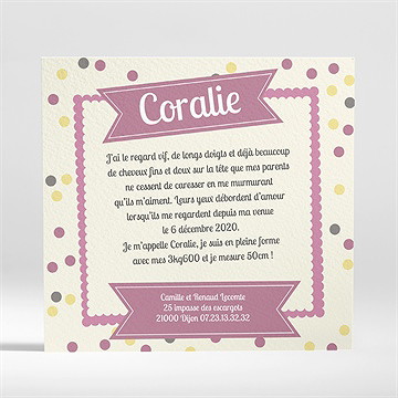 Faire-part naissance faire-part naissance - Dos du faire-part