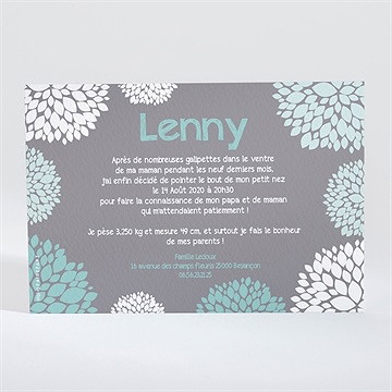 Faire-part naissance mon elegant faire part - Dos du faire-part