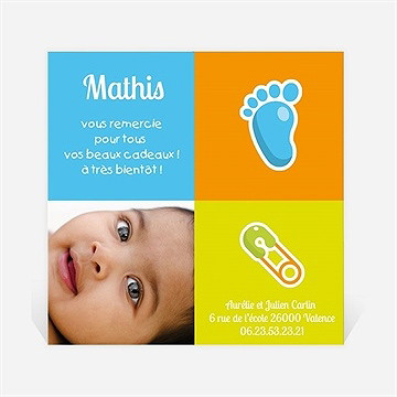 Remerciement naissance coucou jaune et vert original