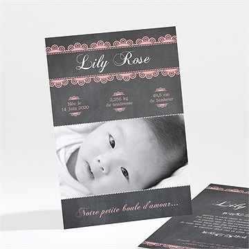 Faire-part naissance ardoise vintage et typographie