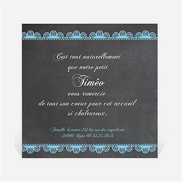 Remerciement naissance design vintage ardoise