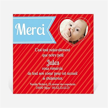 Remerciement naissance lui en coeur et en photos