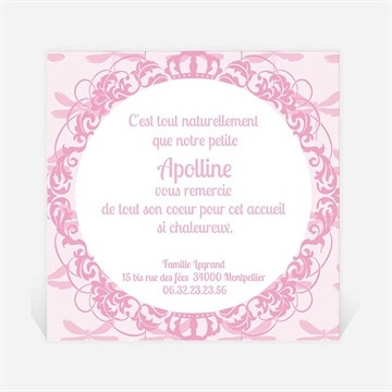 Remerciement naissance son petit médaillon