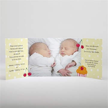 Faire-part naissance les deux cerises sur le gâteau - Intérieur du faire-part