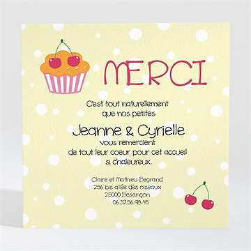 Remerciement naissance les deux cerises sur le gâteau