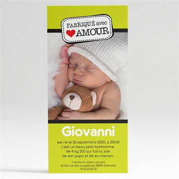Faire-part naissance avec amour